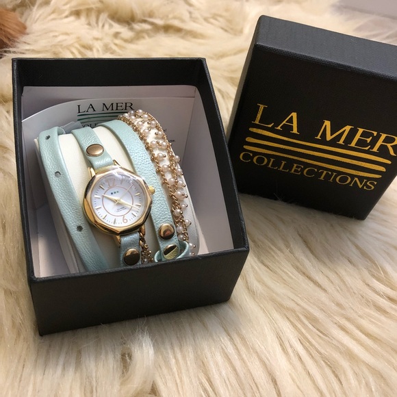 La Mer Accessories - La Mer collection blue and gold wrap watch